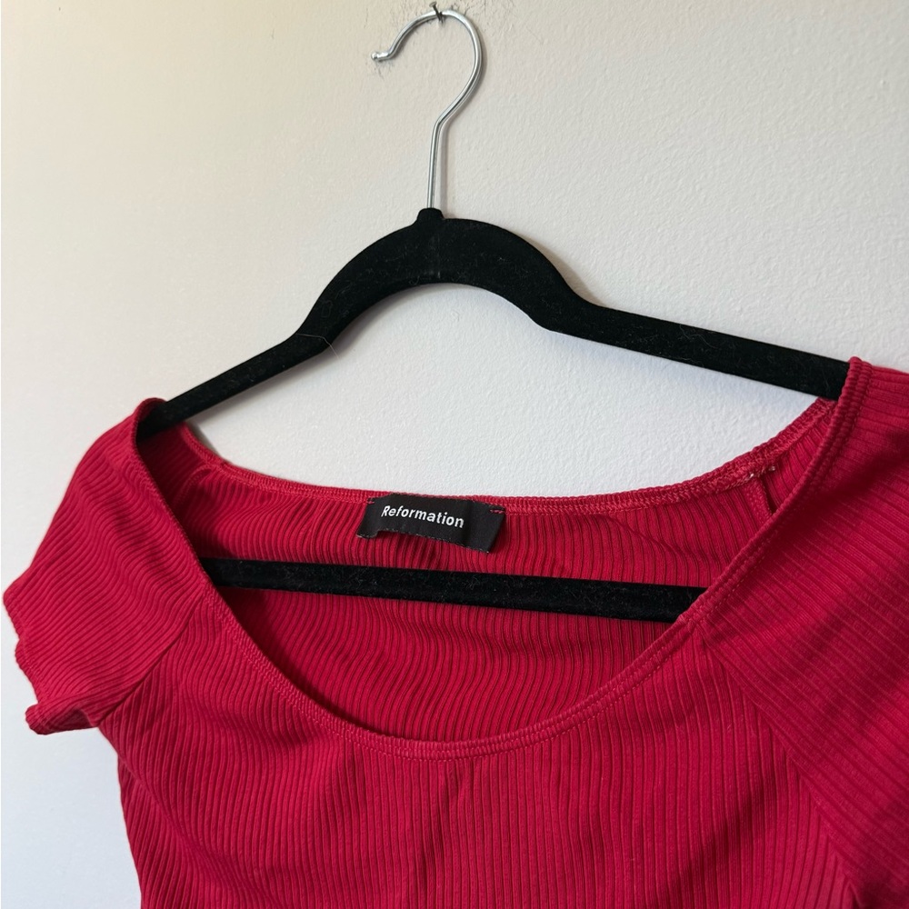 Reformation Vibrant Red Ribbed Top - Picture 3 of 6